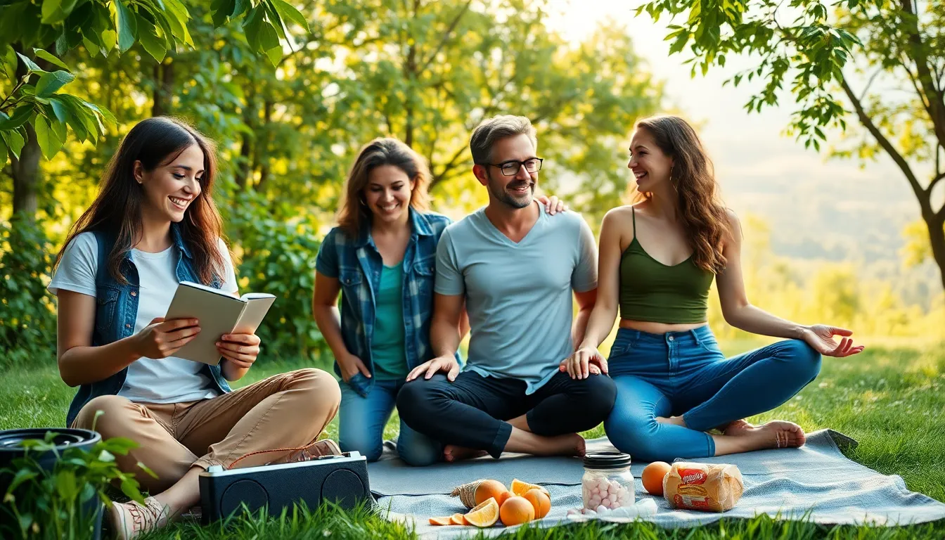Diverse group enjoying outdoor activities, embodying the Redwebzine lifestyle.